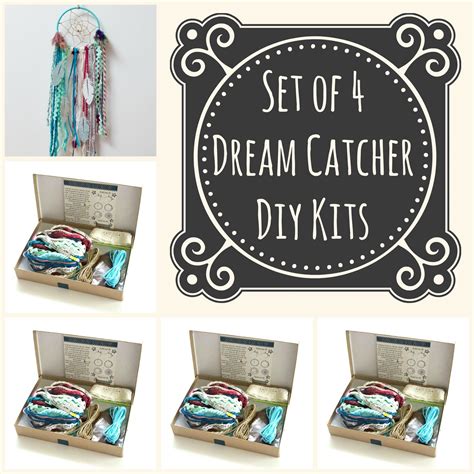 Set Of 4 Adorable Aqua Blue Diy Dream Catcher Craft Kits Dream