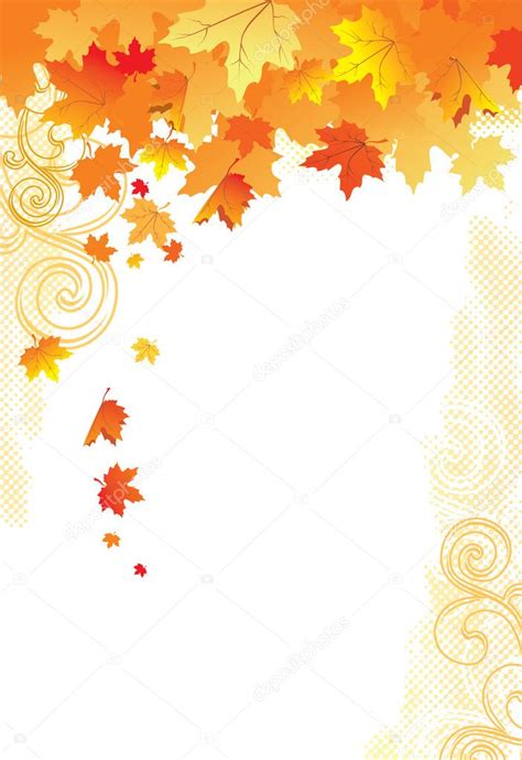 Autumn Background Gold Leaves On White Background Stock Vector Image