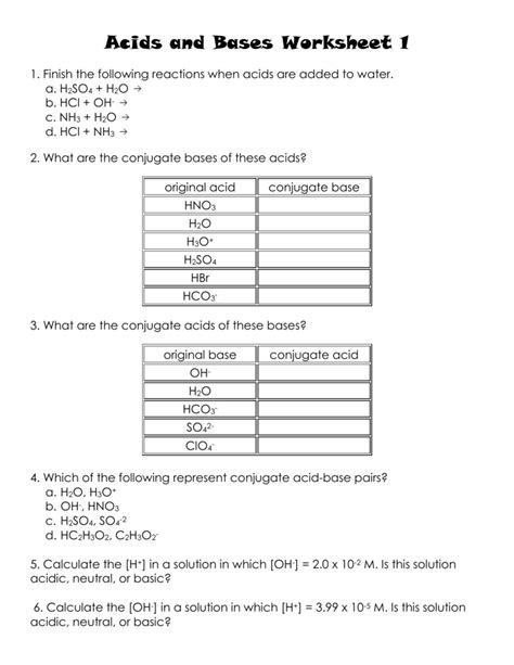 (a) what property do all strong acids and strong bases have in common? Acids and Bases Worksheet 1