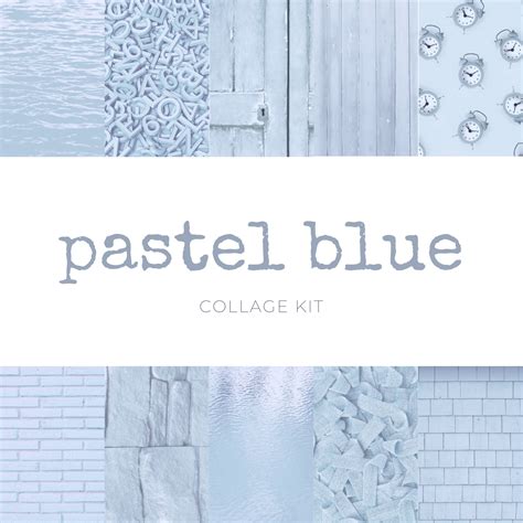 Pastel Blue Aesthetic Collage Kit Wall Decor Digital Soft Etsy