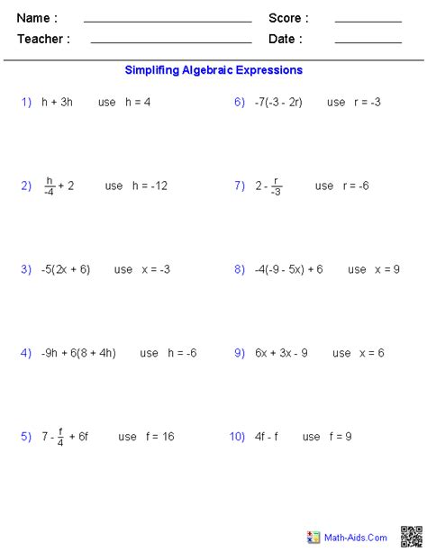 Get math worksheets for young children #230737. PreAlgebra Worksheets Algebraic Expressions Worksheets ...