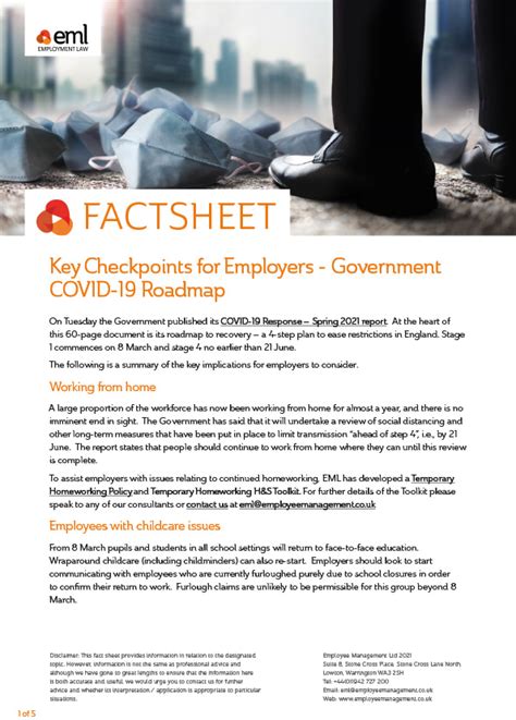 Key Checkpoints For Employers Covid 19 Roadmap Eml