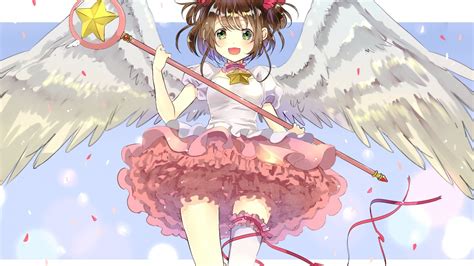 Download 1920x1080 Wallpaper White Wings Stick Anime
