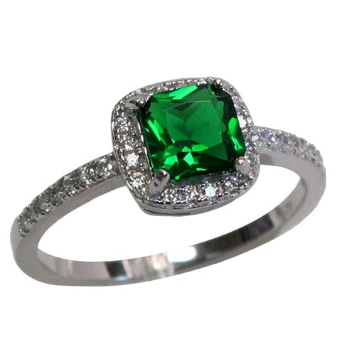 Fine Rings Precious Ct Emerald Round Cut Sterling Silver Ring