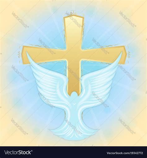Baptism Of Jesus Dove In The Sky Against The Vector Image