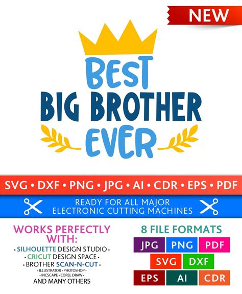Best Big Brother Ever Svg Best Big Brother Ever Cut Files New Etsy