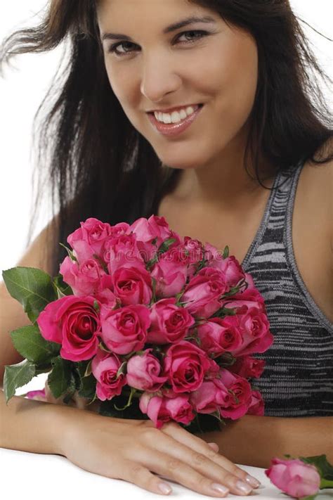 Pretty Girl With Roses Stock Photo Image Of Roses Pink 31343928