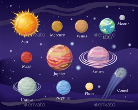 Solar System Design Space With Planets And Stars By Robuart Graphicriver