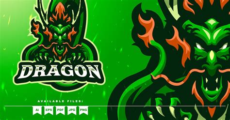 Green Dragon Mascot Logo Template Graphic Templates Envato Elements