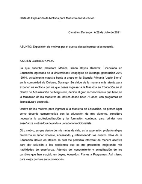 Carta Exposion De Motivos By Laura Flores Issuu Vrogue