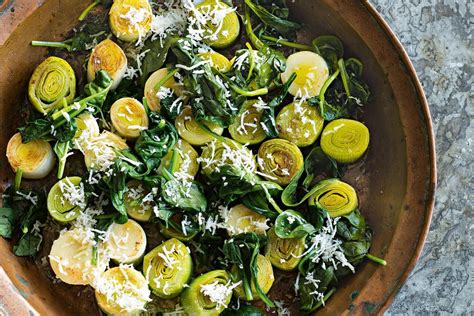 Steamed Leeks With Spinach And Haloumi Recipes Au