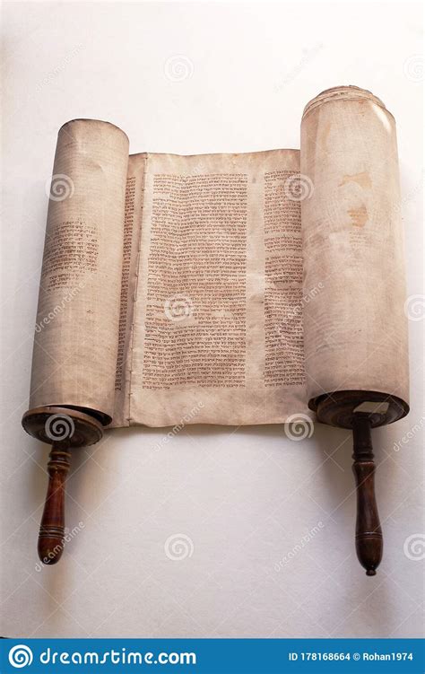 Old Torah Scroll Book Close Up Detail Torah The Jewish Holy Book