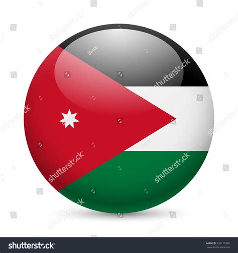 Flag Of Jordan As Round Glossy Icon Button With Royalty Free Stock