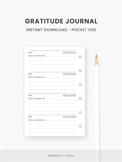 Pocket Inserts Gratitude Journal Printable Gratitude Diary Etsy