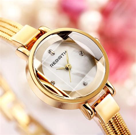 Rebirth Bracelet Watch Women Quartz Gold Watch Steel Bracelet Clock