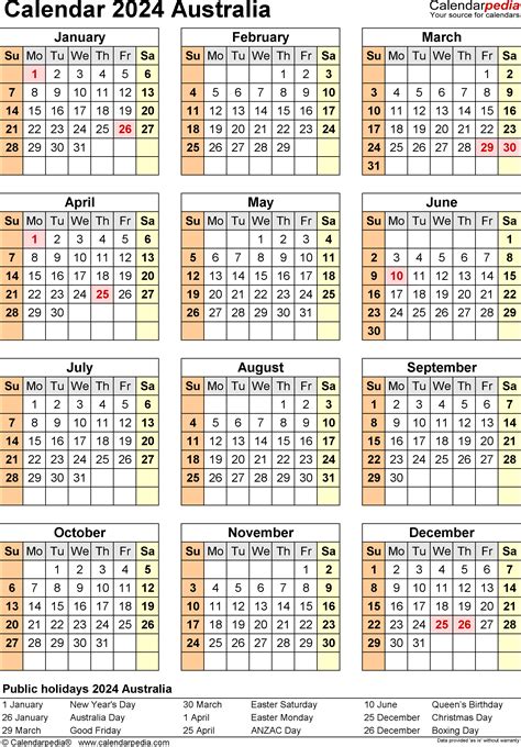 2024 Calendar Australia With Holidays New Amazing Famous School