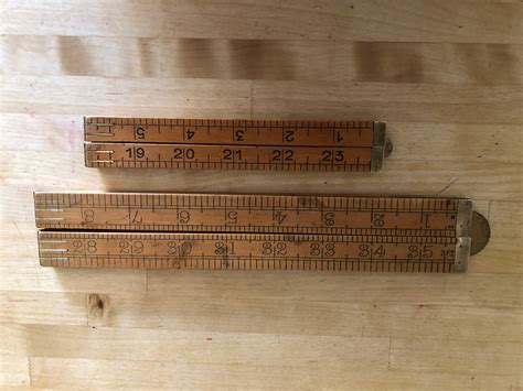 Vintage Wooden 24 And 36 Folding Rulers By P And J Design Etsy