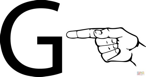 Asl Sign Language Letter G Coloring Page Free Printable Coloring Pages