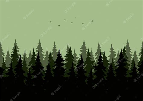 Premium Vector Forests Landscape Vector Illustration With A Green