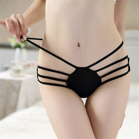 Yiwvw Women Open Butt Panties Sexy Bow Tie Crotchless Lingerie Thongs Black
