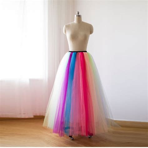 Rainbow Adult Tulle Skirt Tutu A Line Floor Length Longtutu Skirt