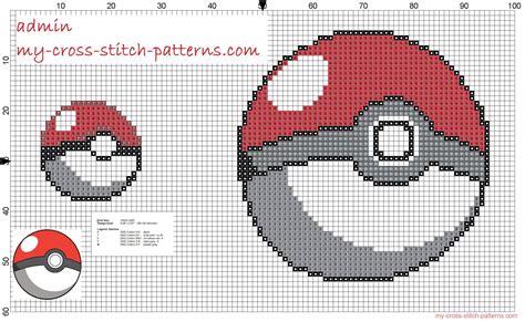 Browse by theme and level to find the design of your dreams! Pokeball 20x20 and 50x50 free cross stitch pattern - free ...