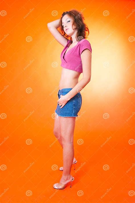 Flirty Teen Girl Stock Image Image Of Enticing Denim 1444901