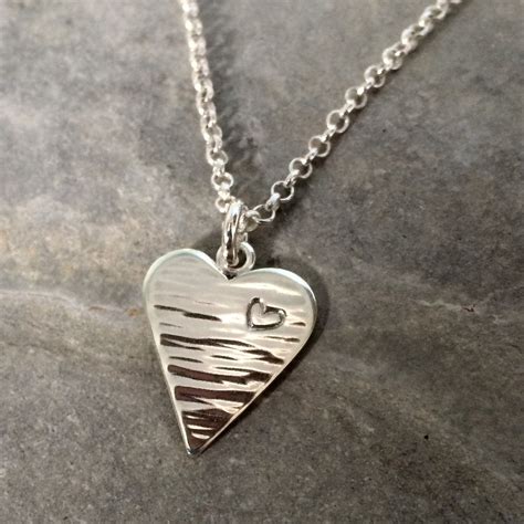 Solid Sterling Silver Heart Necklace Handmade Sterling Silver Heart Necklace Silver Jewelry
