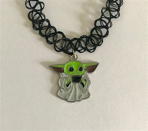 Baby Yoda Tattoo Choker Necklace Etsy
