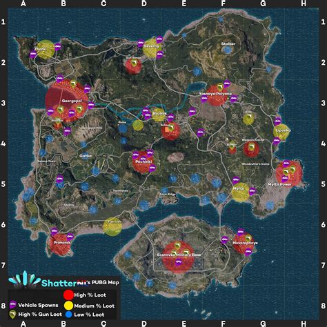 My Own Created Map With Lootvehicle Locations Shatternls Pubg Map