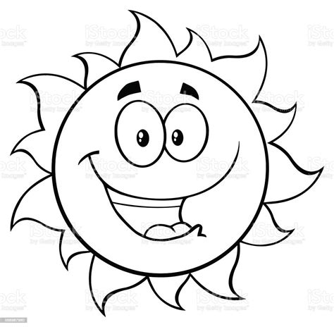 Black And White Cartoon Sun Mascot Stock Vector Art 588987980 Istock