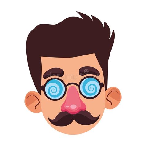 Cartoon Man With Mustache And Safety Helmet Icon Colorful Design Stock