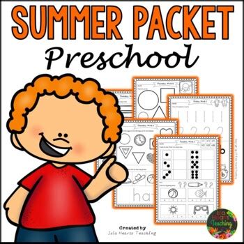 Free worksheets and printables for kids. Preschool Summer Packet (Pre K Summer Review Homework) by Isla Hearts Teaching