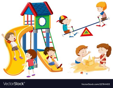 Children Playing On Playground Clipart