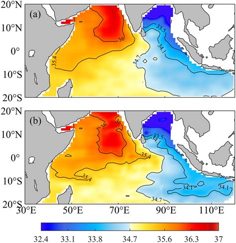 Salinity Distribution Shading Units Psu Of The Tropical Indian