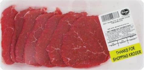 Beef Choice Eye Of Round Thin Cut Steak About 7 Steaks Per Pack 1 Lb