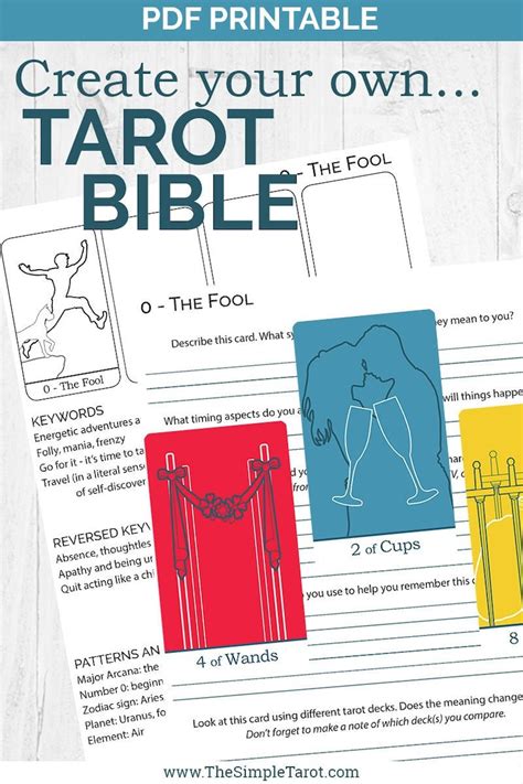 Pdf Printable Tarot Card Meanings Workbook Create Your Own Etsy