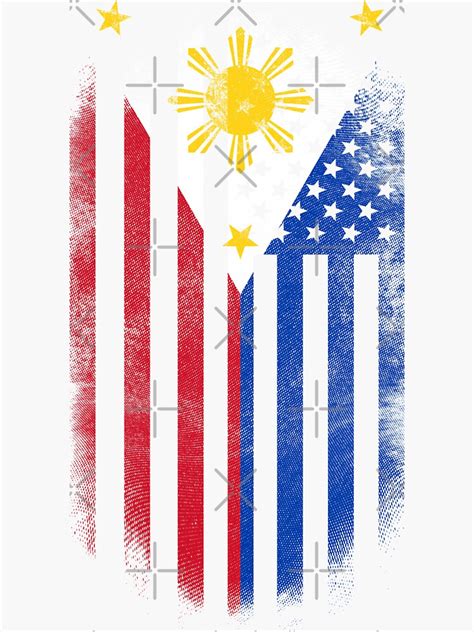 Filipino American Flag Philippines And Usa Design Sticker By