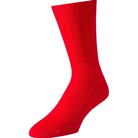 Red Mid Calf Pennine Merino Wool Sock Mens Country Clothing Cordings
