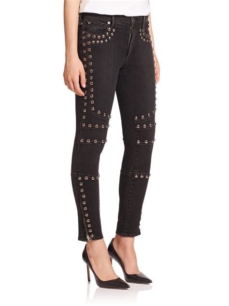 Lyst True Religion Studded Mid Rise Super Skinny Jeans In Black