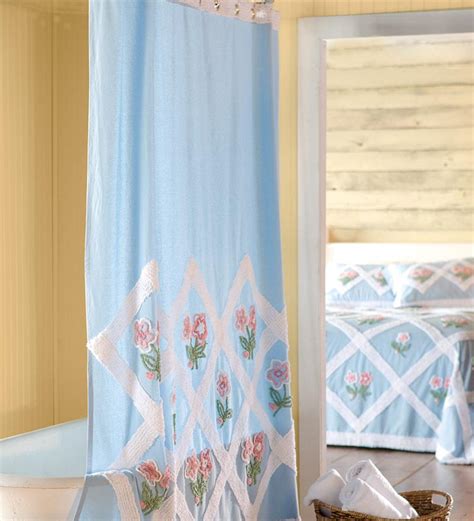 Cotton Florallattice Chenille Shower Curtain Plowhearth