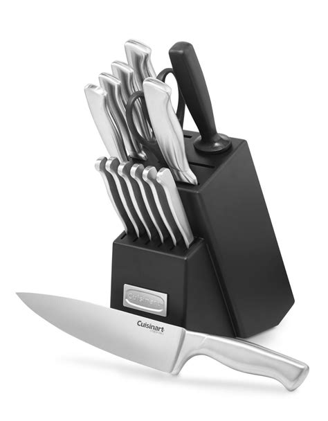 knife kitchen sets block cuisinart steel stainless piece hollow handle