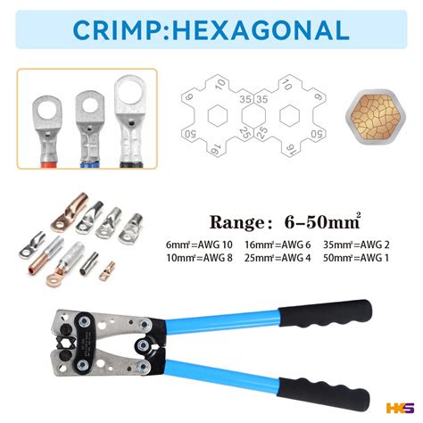 HKS Battery Cable Lug Crimping Tool 10 1 AWG With 60Pcs Copper Ring