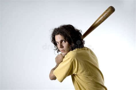 Man Posing With Baseball Bat Horizontal Stock Image Image 5831331