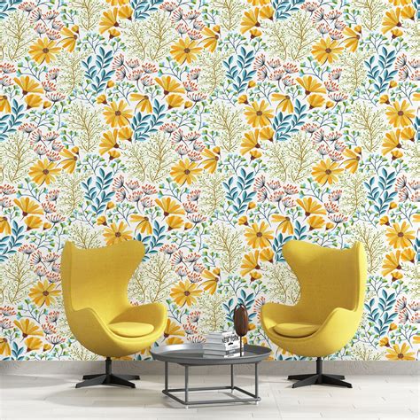Spring Floral Wallpaper Kitchen And Dining Self Adhesive Etsy 日本