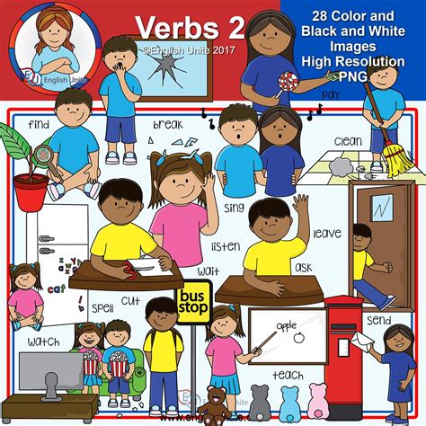 Clip Art Verbs Pack 2 English Unite Clip Art Kids Clipart