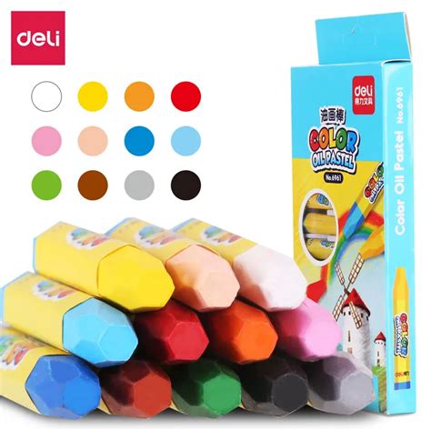 Deli 12 Colorsbox Oil Pastel New Paints Crayons Color For Kids And