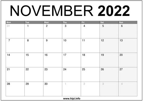 November 2022 Uk Calendar Printable Free Calendars