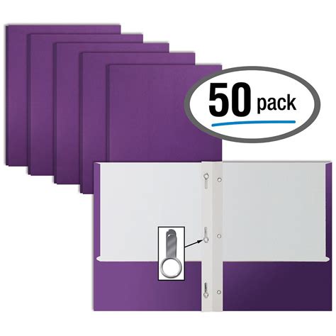 Purple Paper 2 Pocket Folders With Prongs 50 Pack By Better Office