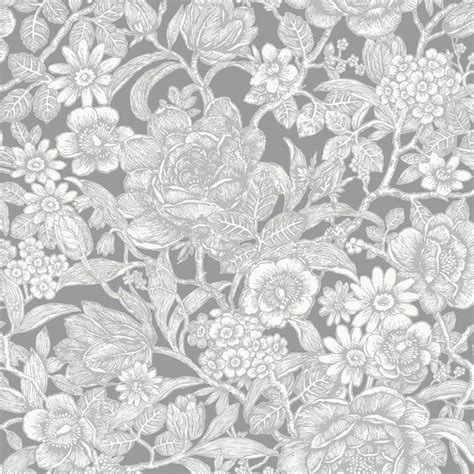 Crown Cwv 564 Sq Ft Grey Paper Floral Unpasted Paste The Paper